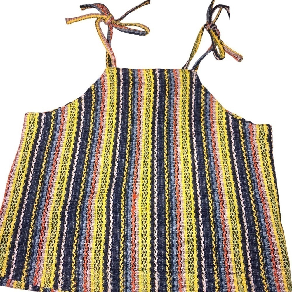 Madewell Texture & Thread Large Crochet Knit Tank Top Tie Boho Festival